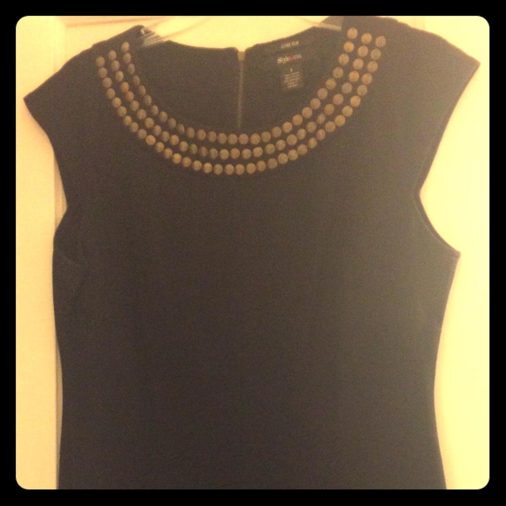 Style & Co Black dress w/ gold studded collar sz 8